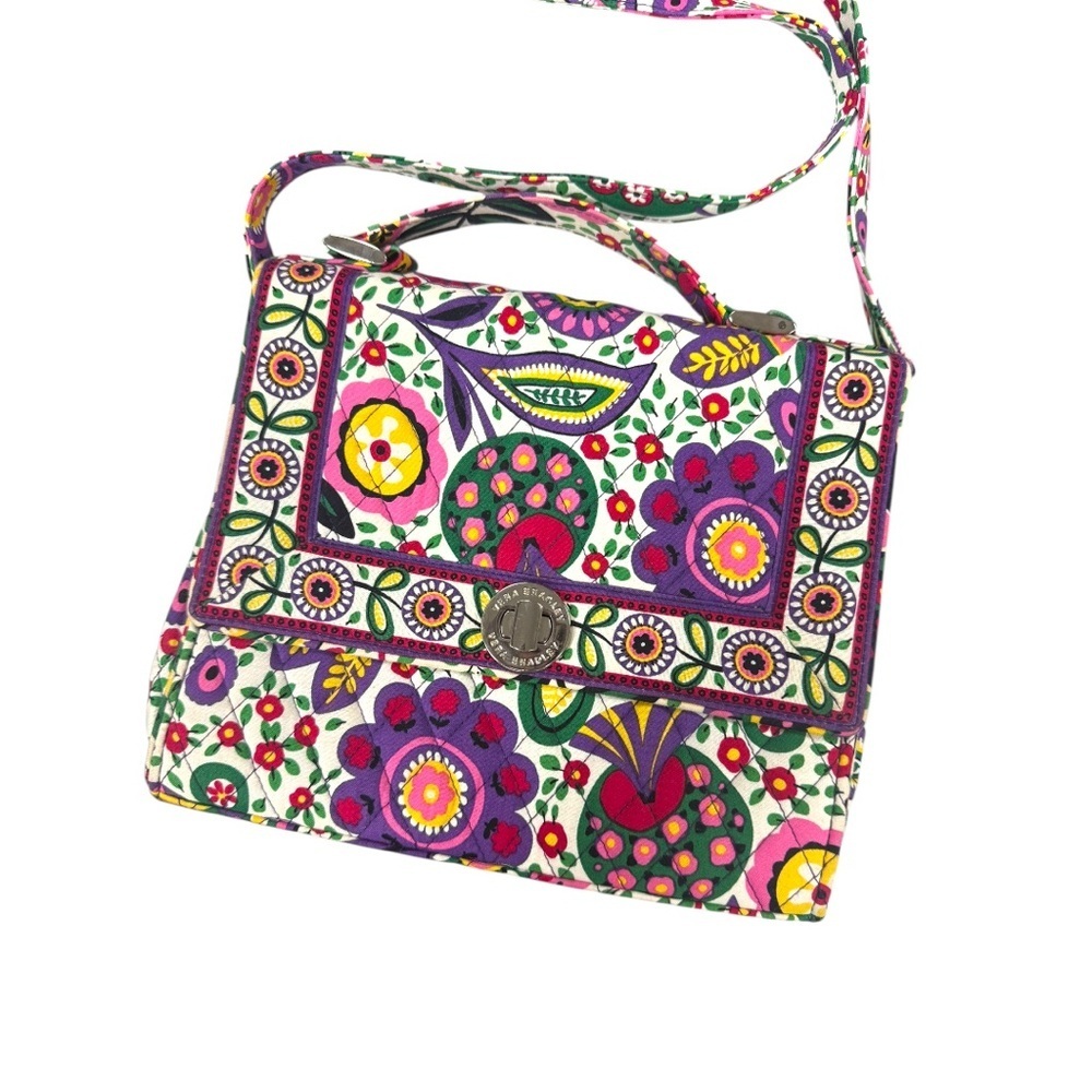 Vera Bradley Buttercup Julia Turnlock Crossbody Bag Purse Boho Wallet Floral - Picture 6 of 10